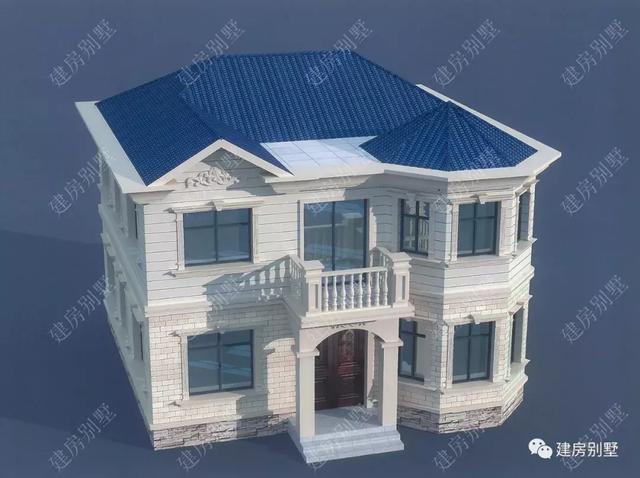 兩棟帶多邊形采光窗的小別墅戶型圖，一個客廳挑空一個不挑，外形真漂亮