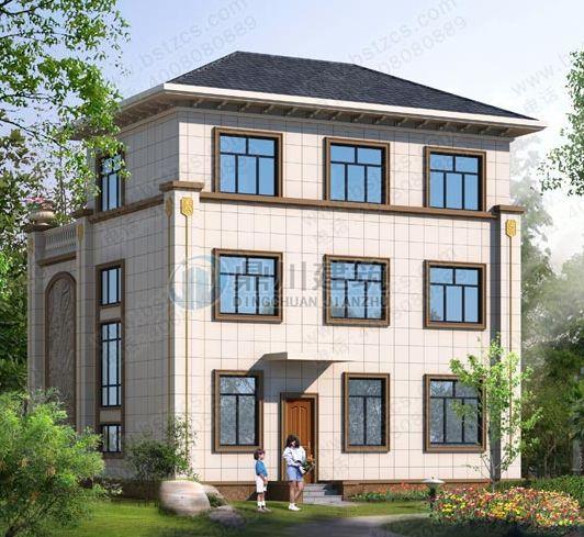 127平歐式三層復式別墅圖，挑空客廳+大露臺，主體造價32-42萬，超級實用哦