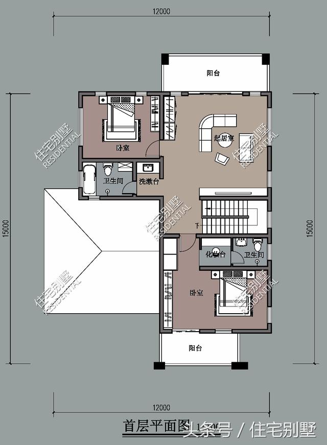 二層現代簡約派小別墅， 框架結構開間12X15精雕細刻，打造完美居住體驗