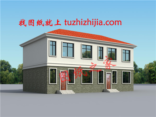 簡單實用的二層雙拼別墅設計圖，占地150平米左右，雙拼房屋