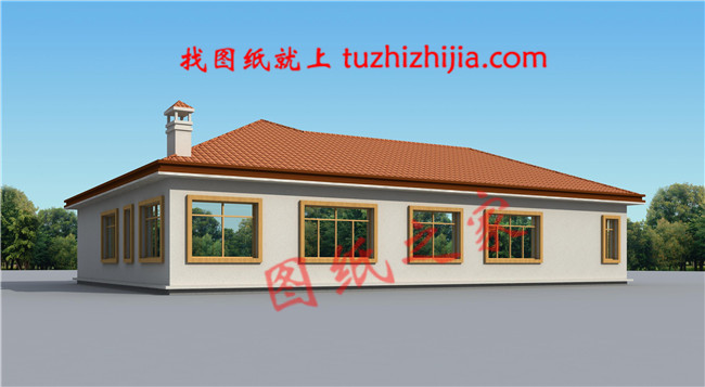 美式和田園風格結合的農村一層平房設計圖,帶效果圖