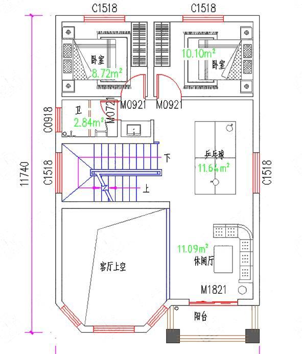 集奢華與實用為一體的帶挑空客廳四層農村別墅設計圖紙，35萬8×12米，很不錯