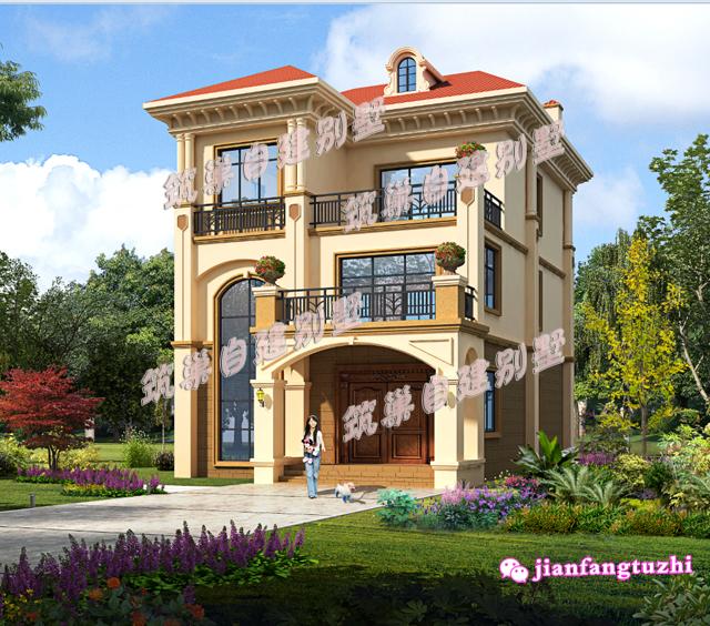 2棟占地約100平米的三層別墅設計圖，適合農村自建房。