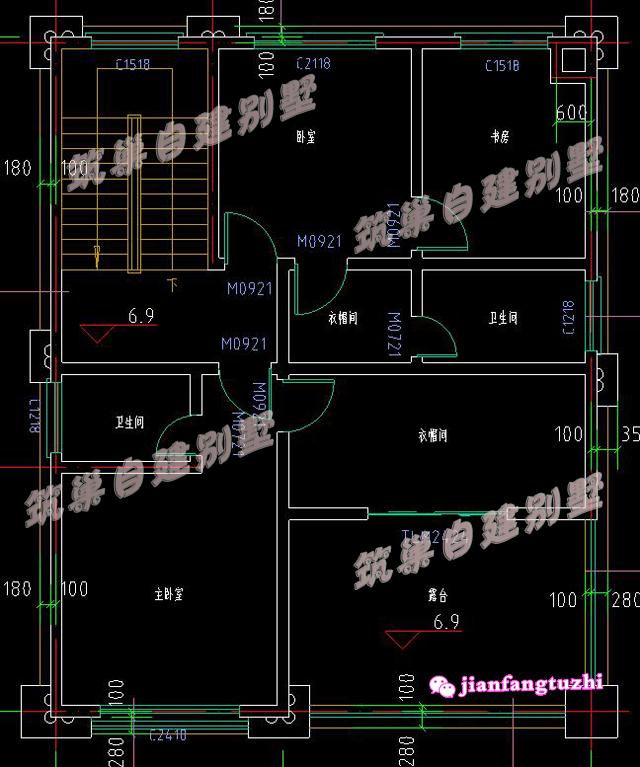 2棟占地約100平米的三層別墅設計圖，適合農村自建房。