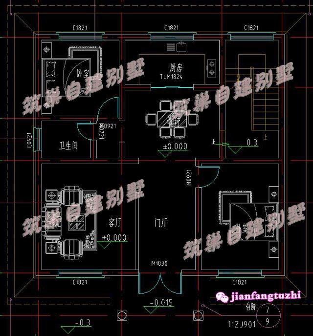 2棟占地約100平米的三層別墅設計圖，適合農村自建房。