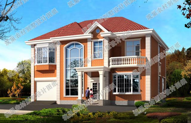 二層農(nóng)村別墅設(shè)計(jì)圖，帶旋轉(zhuǎn)樓梯+挑空客廳車(chē)庫(kù)套間，造價(jià)30萬(wàn)