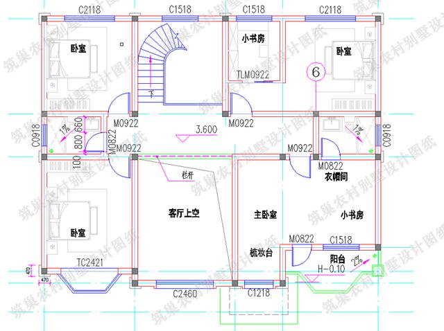 二層農(nóng)村別墅設(shè)計(jì)圖，帶旋轉(zhuǎn)樓梯+挑空客廳車(chē)庫(kù)套間，造價(jià)30萬(wàn)