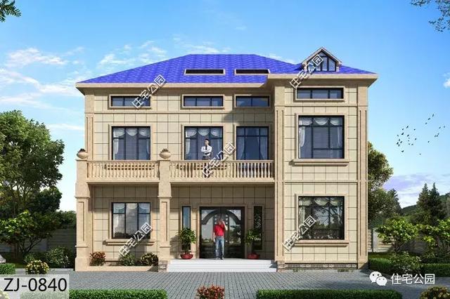 二層半簡歐式別墅設計圖，秀麗簡約，大氣不俗，帶閣樓+外置廚房。