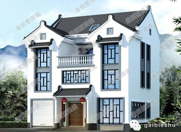 12×11米10臥帶車庫中式風格三層別墅設計圖，主體造價大概32萬，關鍵實用性強