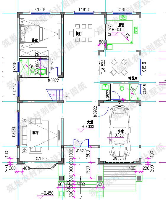 復式四層農村別墅全套施工效果圖，大氣漂亮，12×16米4廳9臥，設計感十足