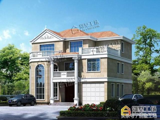 農村自建三層歐式別墅施工設計圖，線條感強，外型經久耐看