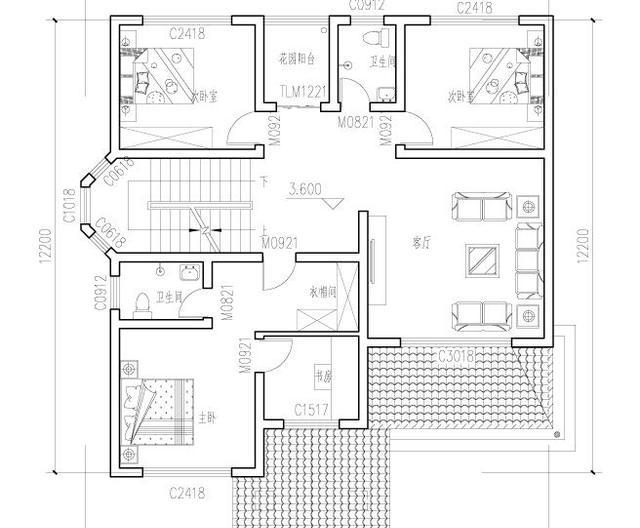三層農村別墅設計圖，帶花園陽臺+豪華套房，主體造價大概35萬，時尚大氣