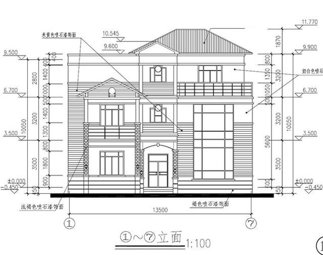 三層復式別墅設計圖，帶露臺，外觀時尚大方，造價30萬。