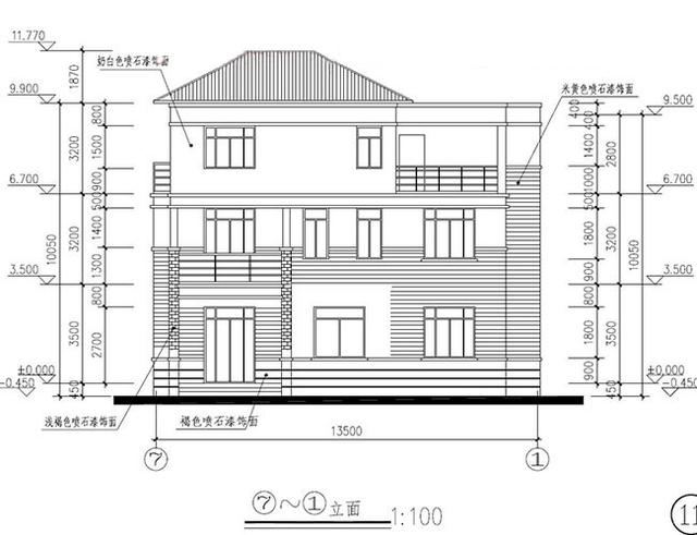 三層復式別墅設計圖，帶露臺，外觀時尚大方，造價30萬。