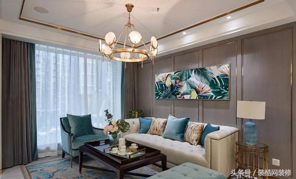 109平清新孔雀綠簡美風，客廳清新孔雀綠優雅有格調，裝修20萬，你心動嗎？