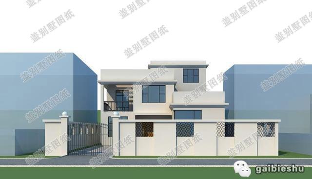 現(xiàn)代風(fēng)格三層別墅設(shè)計(jì)圖，帶庭院，很寬敞，私密性高