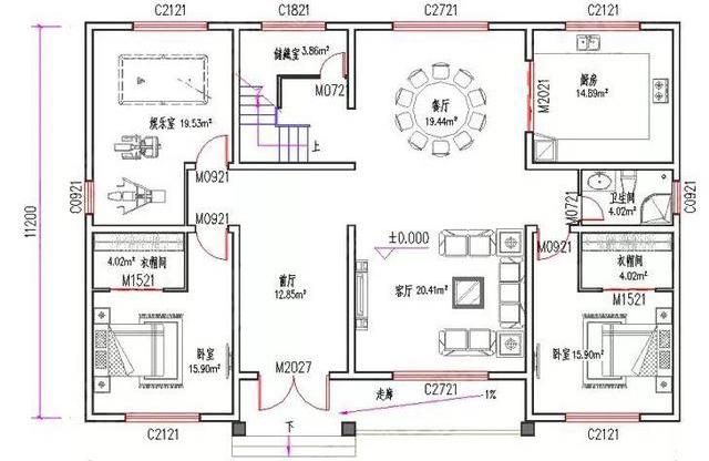 一層帶閣樓農村自建房設計圖，戶型功能設計合理，鄰居看了很羨慕