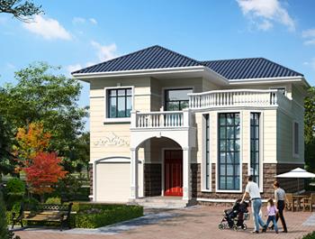 二層帶露臺(tái)斜屋頂農(nóng)村別墅設(shè)計(jì)圖 ，25萬(wàn)就能建，環(huán)境舒適愜意