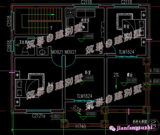 二層帶露臺(tái)斜屋頂農(nóng)村別墅設(shè)計(jì)圖 ，25萬(wàn)就能建，環(huán)境舒適愜意