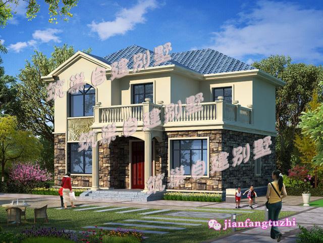 二層帶露臺(tái)斜屋頂農(nóng)村別墅設(shè)計(jì)圖 ，25萬(wàn)就能建，環(huán)境舒適愜意