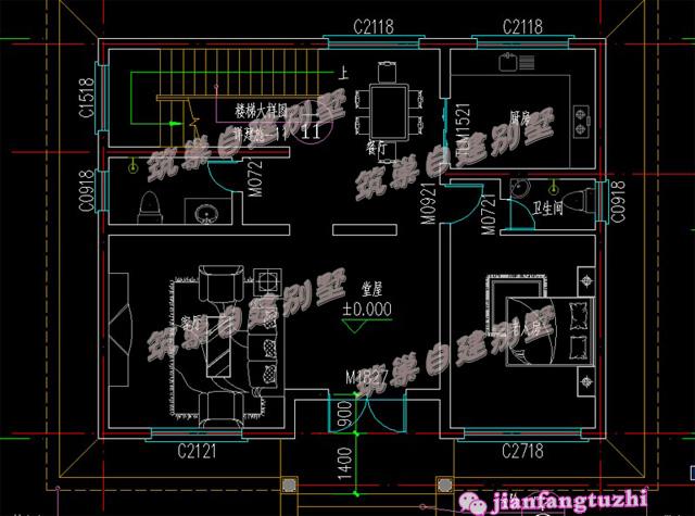 二層帶露臺(tái)斜屋頂農(nóng)村別墅設(shè)計(jì)圖 ，25萬(wàn)就能建，環(huán)境舒適愜意
