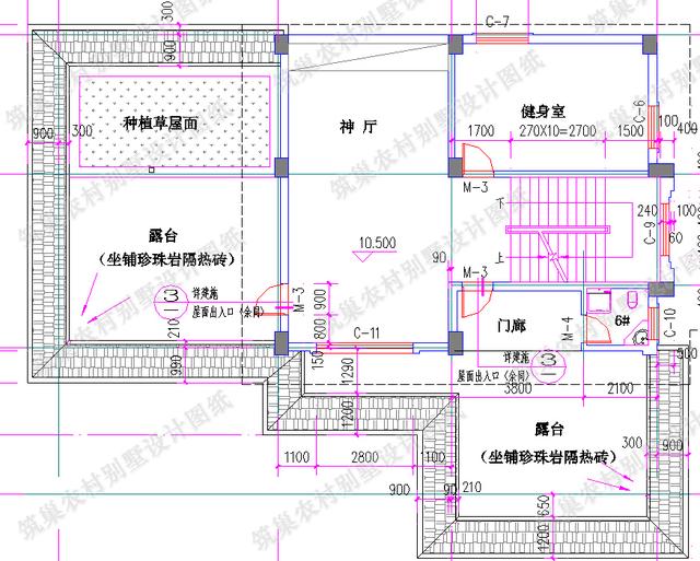 四層農村別墅全套CAD設計施工效果圖，大客廳挑空設計，套間臥室