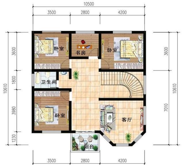 二層農(nóng)村小別墅設(shè)計圖，戶型時尚，符合農(nóng)村環(huán)境