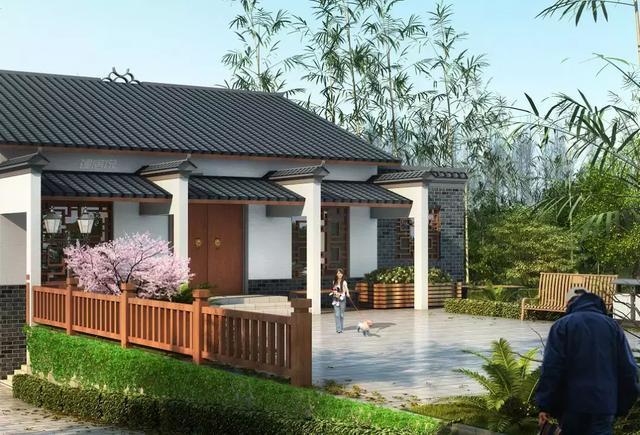 三款農村自建別墅設計圖，帶露臺和院子，一家人坐在院子里其樂融融