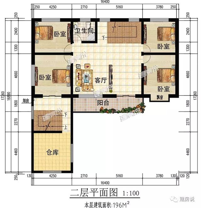 三款農村自建別墅設計圖，帶露臺和院子，一家人坐在院子里其樂融融