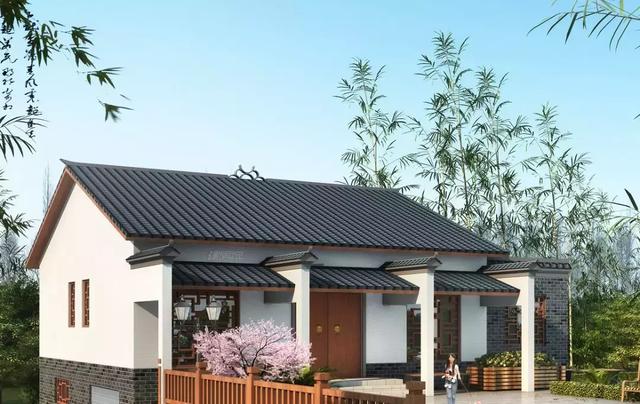 三款農村自建別墅設計圖，帶露臺和院子，一家人坐在院子里其樂融融