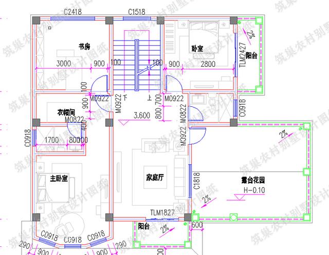 四層帶車庫露臺花園農村別墅施工設計效果圖，造價50萬，外觀富有立體感