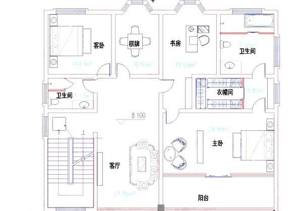 占地約120平方米三層帶商鋪自建房設計圖，造價50萬，帶棋牌室，休閑舒適