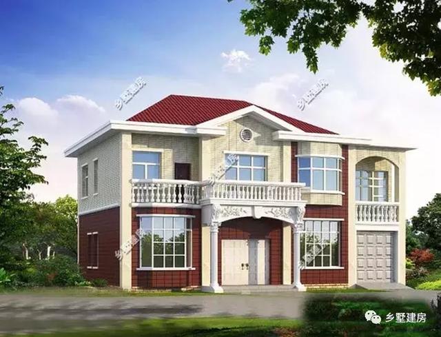 時尚現代的別墅設計圖，熱烈的紅色喜慶吉祥，建一棟做婚房正好