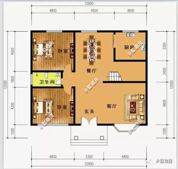 時尚現代的別墅設計圖，熱烈的紅色喜慶吉祥，建一棟做婚房正好