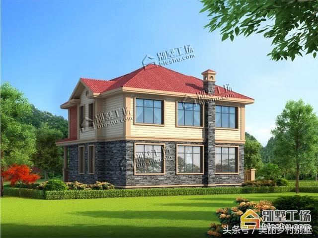 二層歐式風格農村別墅設計圖，造價不高，適合農村普通家庭建造