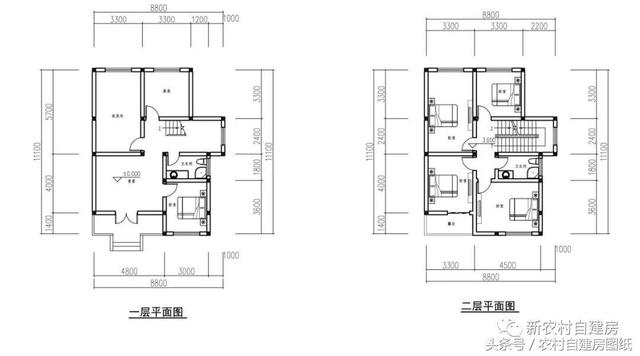 7款小戶型農村別墅設計圖，100平以內，小面積也可以建好房