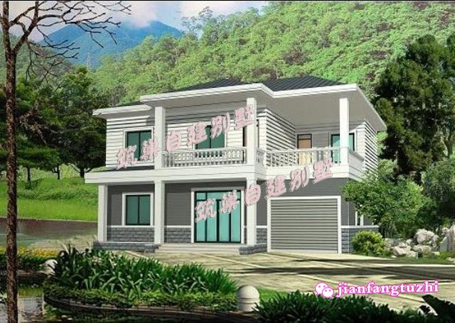 帶車庫二層小別墅設計CAD全套圖紙，簡單好施工