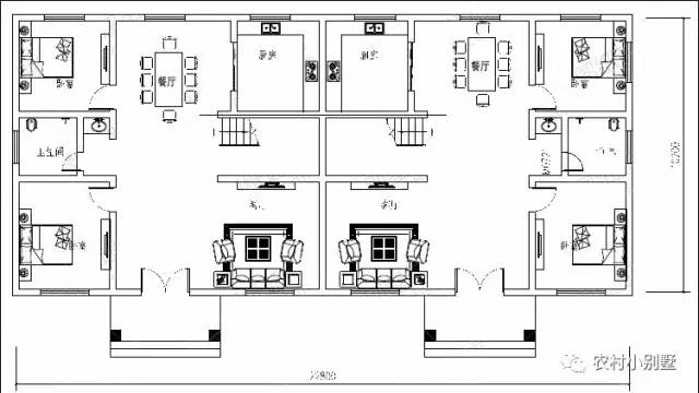 23x10米經典二層農村兄弟雙拼別墅設計圖，外觀漂亮