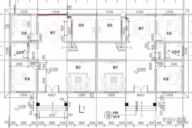 23x10米經典二層農村兄弟雙拼別墅設計圖，外觀漂亮