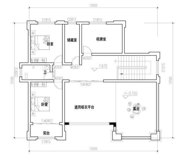 三層農村自建房，開間進深14.4×12.1米，帶挑空客廳+大露臺和晾衣平臺，給老人居住最佳