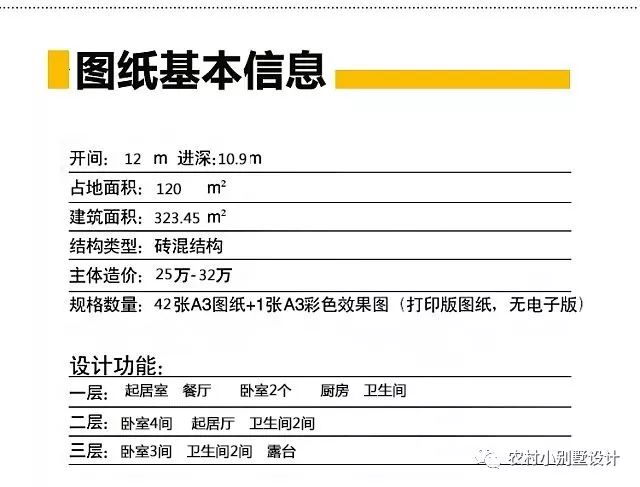 12×11米精品三層農(nóng)村別墅圖，經(jīng)典之作