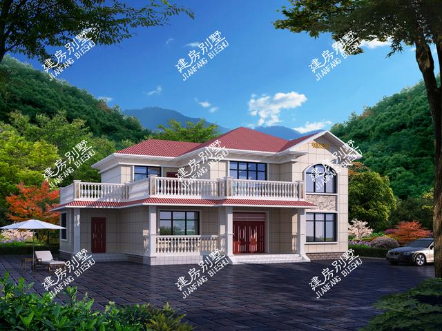 農村二層自建房，最受農村人歡迎的一款，帶超大景觀露臺，太完美啦。