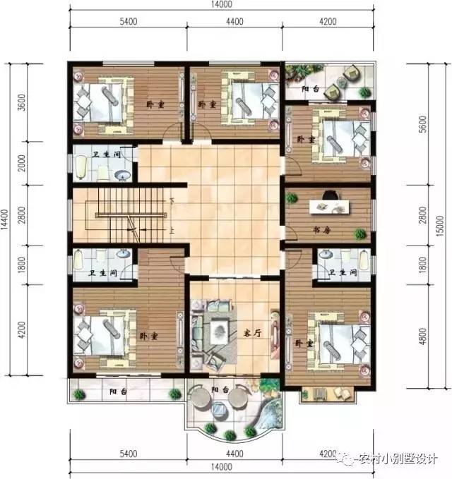 14×15.6米二層半農村房屋圖，帶閣樓，好看經典