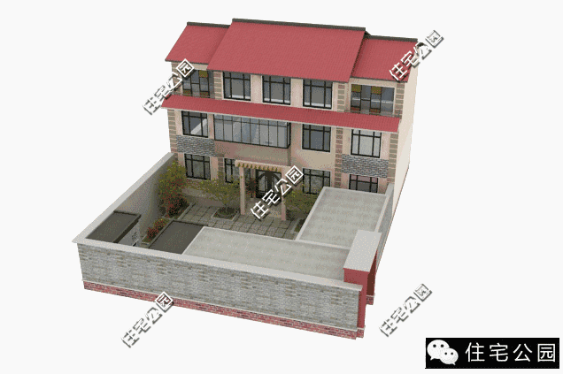 三層16×22米農(nóng)家大院，非常符合農(nóng)村養(yǎng)老別墅的不二選擇。