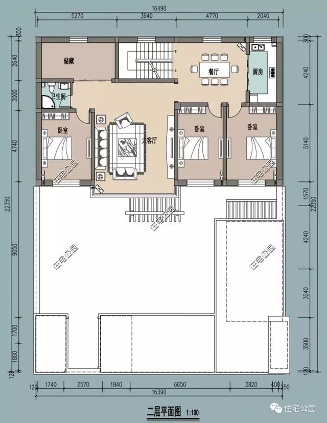三層16×22米農(nóng)家大院，非常符合農(nóng)村養(yǎng)老別墅的不二選擇。