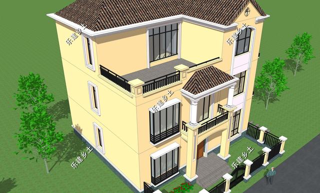 12X11米簡歐式別墅設計圖，整體方正簡約，大方得體，建在鄉(xiāng)村不顯張揚，簡約中又不乏精致。