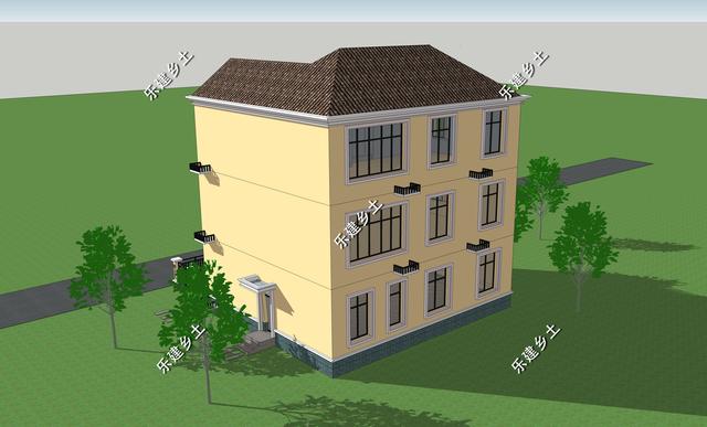 12X11米簡歐式別墅設計圖，整體方正簡約，大方得體，建在鄉(xiāng)村不顯張揚，簡約中又不乏精致。