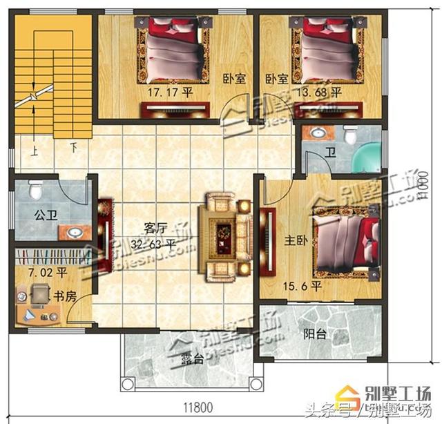 三層農村別墅設計圖，施工難度不大，造價不高，非常的簡潔實用。