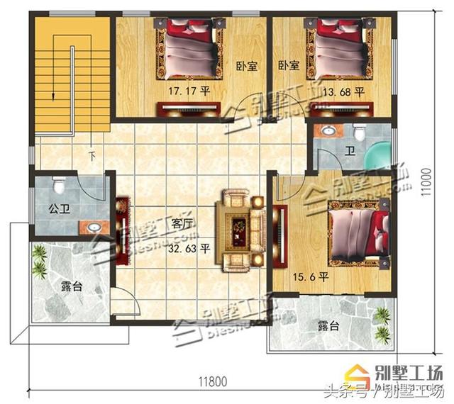 三層農村別墅設計圖，施工難度不大，造價不高，非常的簡潔實用。