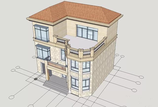 三層農村自建房，帶露臺和車庫小洋房，造價25-30萬，實用好看造價也不高。
